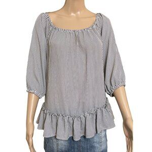 Lila Rose White Black Striped Blouse Size Medium